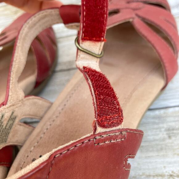 Earth Shoes Sandals Sz 11M Marietta Capella Red Leather Strappy Coastal Boho - Picture 6 of 13